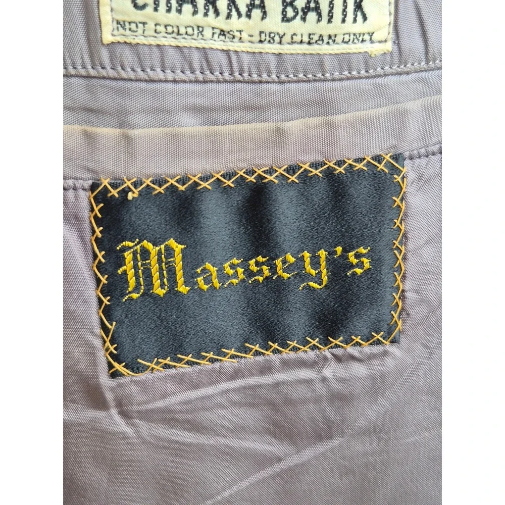 Vintage Massey's Charka Batik Blazer Mens Handwoven Tan Red Gold Sport Coat 43 R